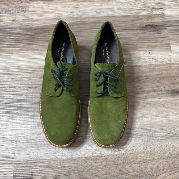 Paloma Barcelo Amagreen Green Suede Chunky Platform Loafers Shoes size 40 - Picture 3 of 7